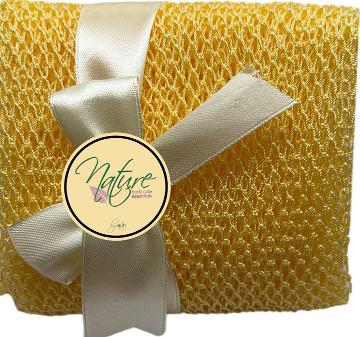 Nature by EJN - Net Bath Sponge, Long, Skin Exfoliation, African, Porous (49", Golden Apricot)