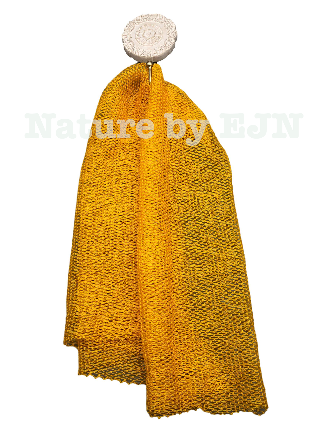 Nature by EJN - Net Bath Sponge, Long, Skin Exfoliation, African, Porous (49", Yellow)