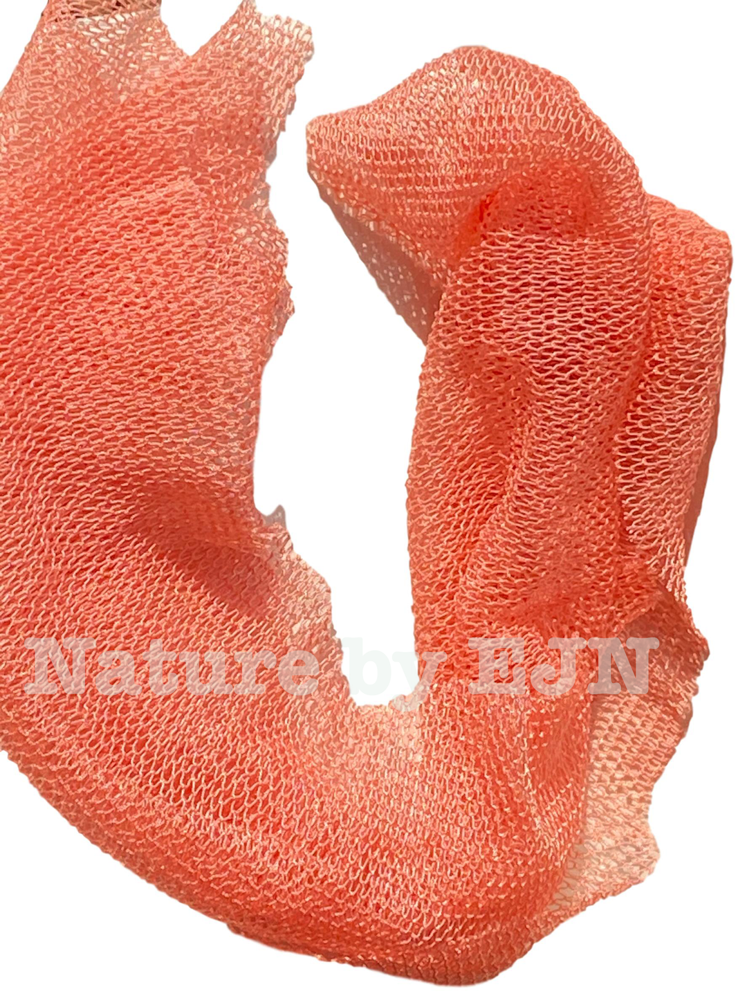 Nature by EJN - Net Bath Sponge, Long, Skin Exfoliation, African, Porous (49", Peach)